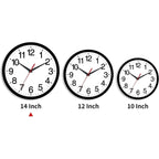 14 Inch Wall Clock Modern Battery Operated Silent Non Ticking Large Analog Clock For Living Room Office Home Bedroom Kitchen Bathroom(Black)