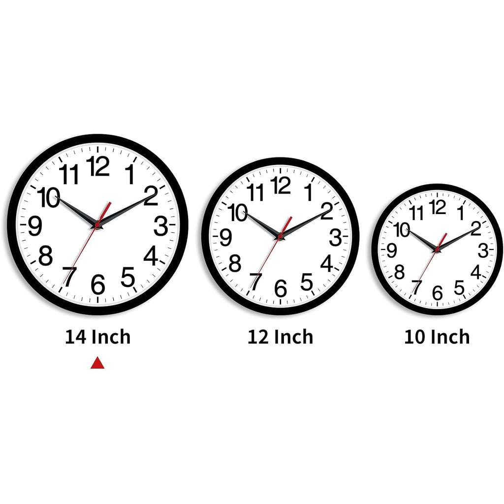 14 Inch Wall Clock Modern Battery Operated Silent Non Ticking Large Analog Clock For Living Room Office Home Bedroom Kitchen Bathroom(Black)