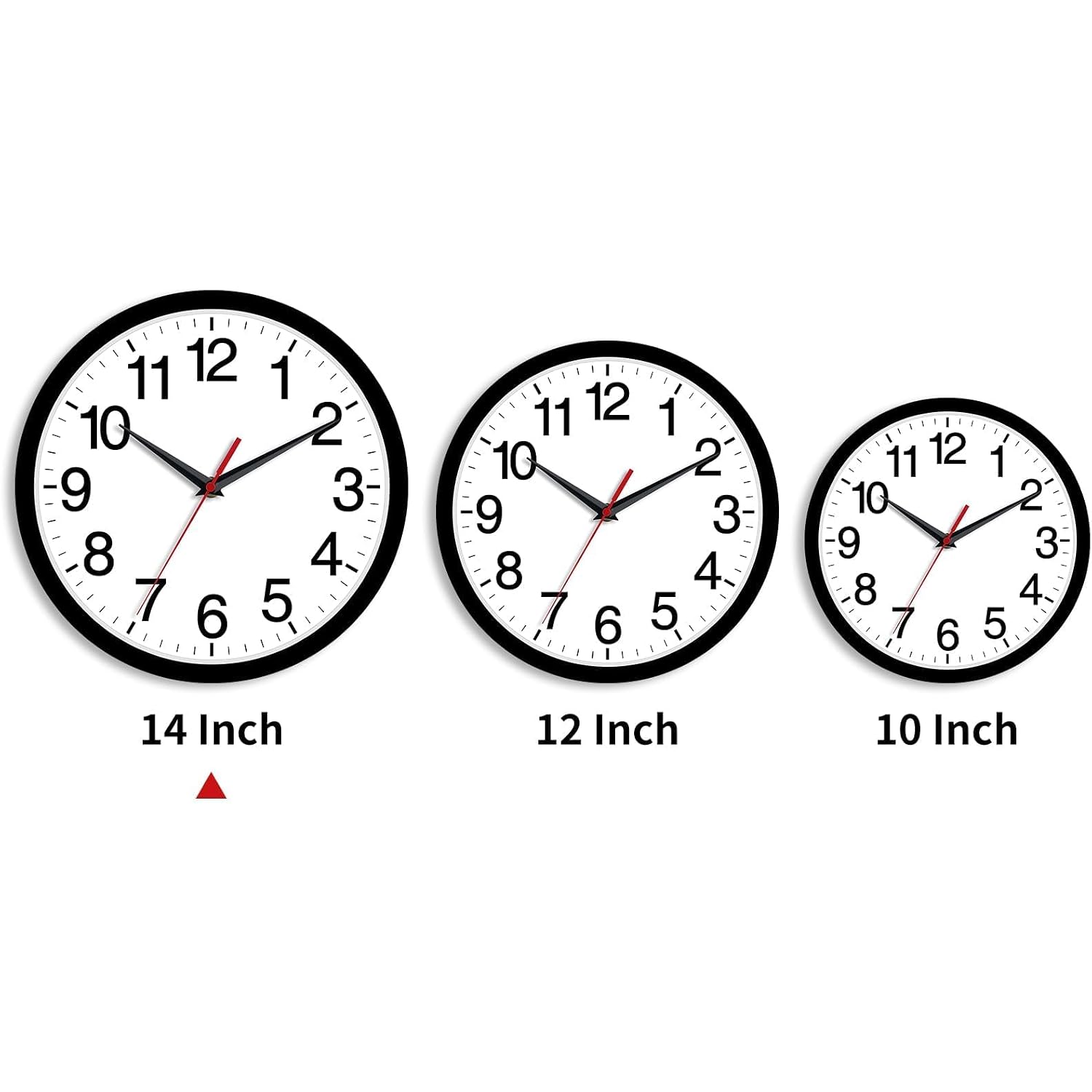 14 Inch Wall Clock Modern Battery Operated Silent Non Ticking Large Analog Clock For Living Room Office Home Bedroom Kitchen Bathroom(Black)