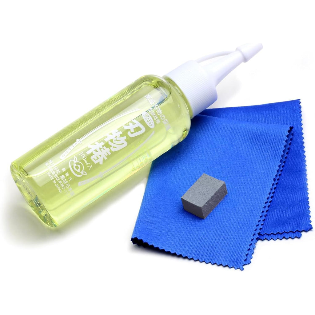 Yoshihiro 100% Pure Tsubaki Japanese Knife Maintenance Oil 3.4Oz(100Ml) With Complimentary Sabitori Rust Eraser And Microfiber Cloth