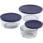 Pyrex Simply Store (3-Pack) Glass Food Storage Containers Set, (2, 4 & 7 Cup) Meal Prep Containers With Plastic BPA-Free Lids, Dishwasher & Microwave Safe