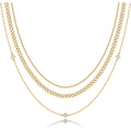 PAVOI 14K Gold Plated Dainty Layering Necklaces for Women | Snake Chain, Curb Link, Paperclip Layered Chains | Trendy Layering Necklace