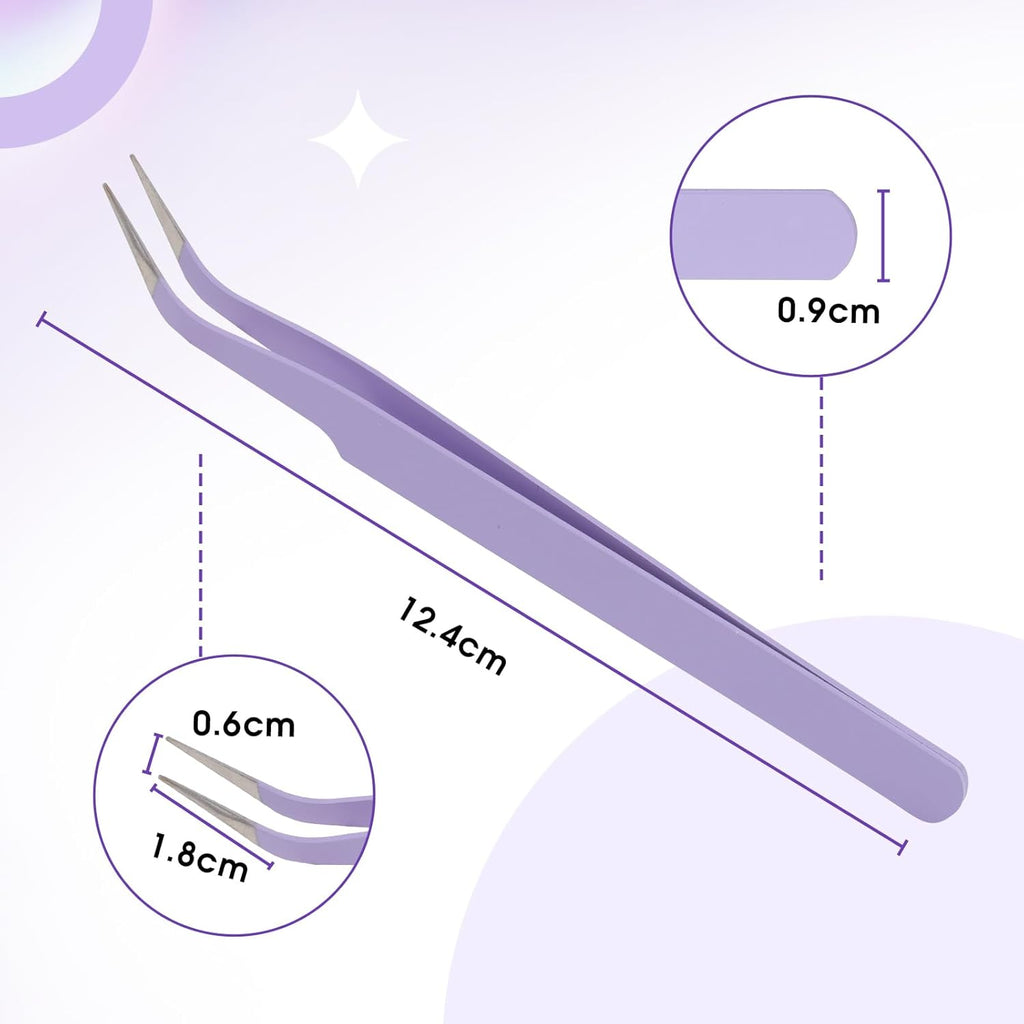 WENDY Lash Tweezers for Eyelash Extensions, Precision Fiber Stainless Steel Lash Applicator Tool for False Eyelashes, Precision Fiber Mega Volume lash-tweezers Use at Home