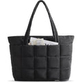 BAGSMART Expandable Tote Bag for Women, Puffer Work Tote Handbag, Quilted Carry On Bag for Travel Gym