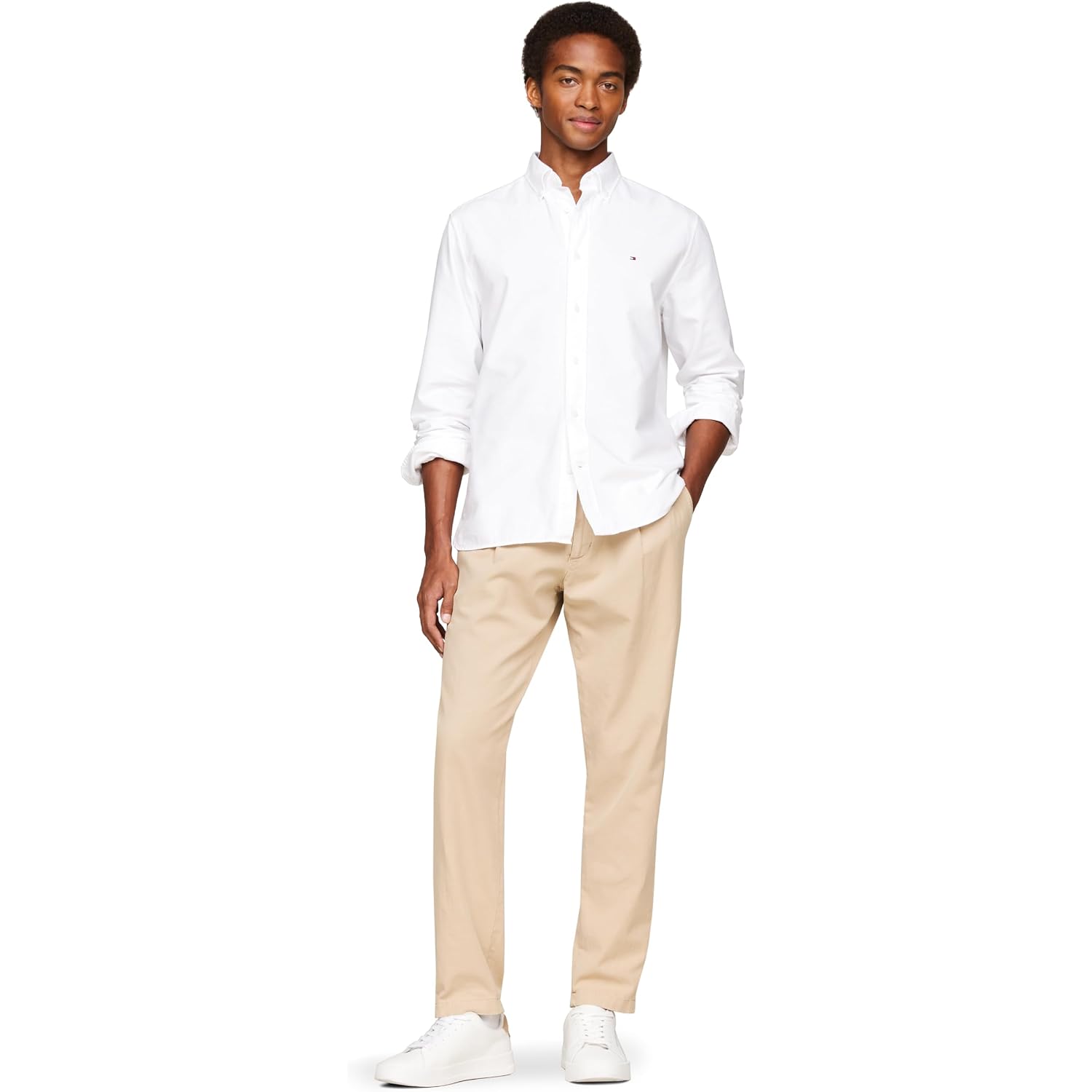 Tommy Hilfiger Men'S Long Sleeve Oxford Shirts In Regular Fit, Men'S Button Down Shirts, Also Available In Big And Tall