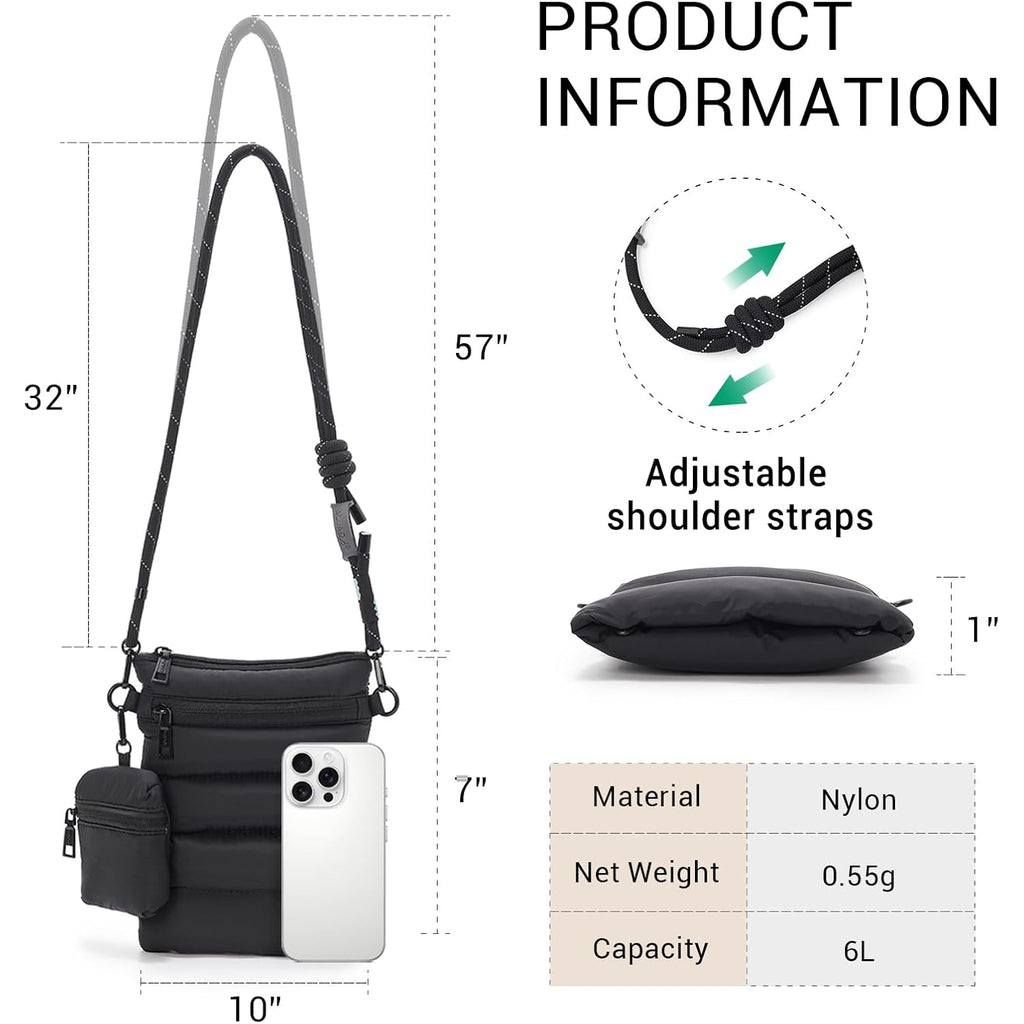 Acuario Small Crossbody Bag For Women, Nylon Crossbody Bags, Trendy Women'S Purse Sling Bag Handbag For Travel, Gym, Shopping