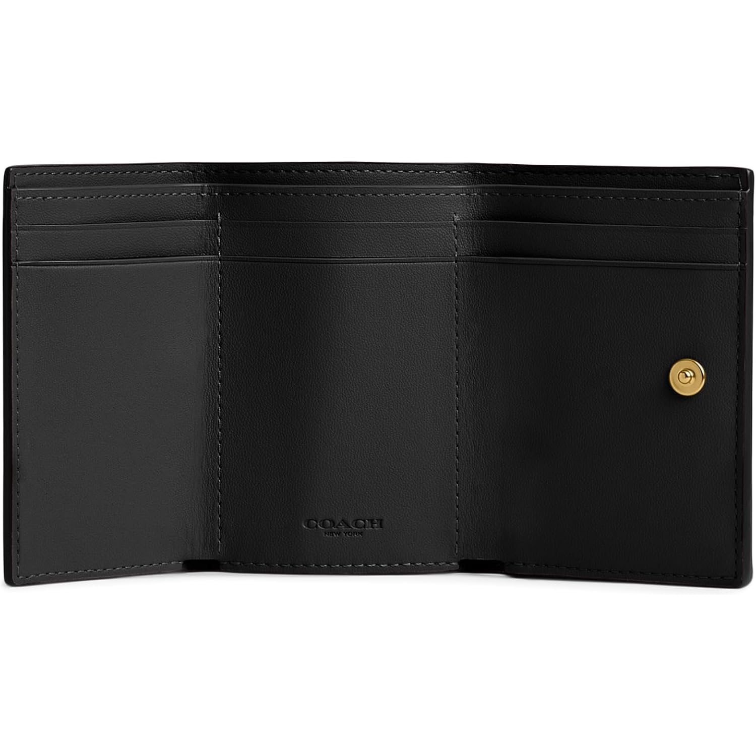 COACH Polished Pebble Leather Essential Mini Trifold Wallet Black One Size