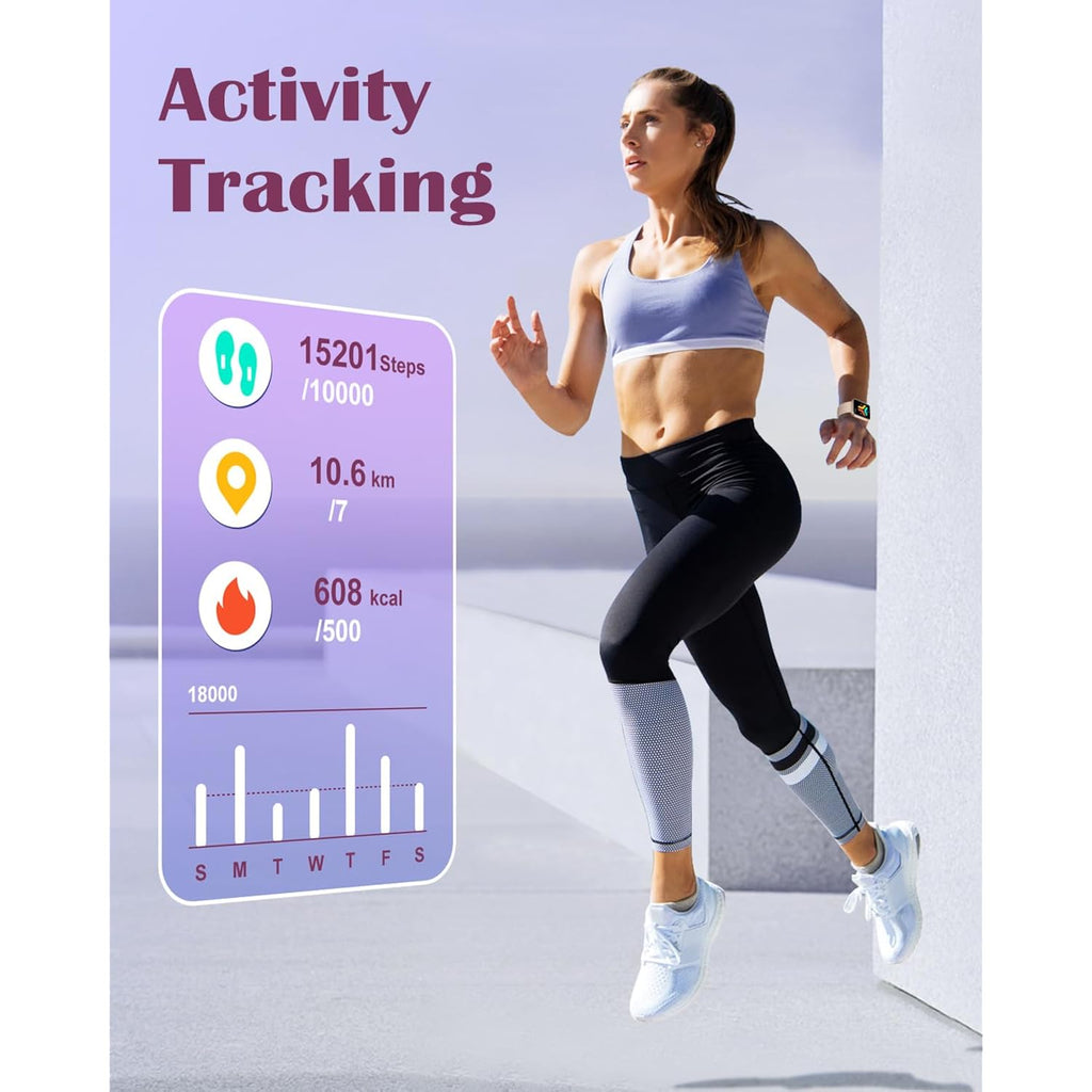 RUIMEN Smart Watches for Women Men (Answer/Make Calls) Compatible with iPhone/Android Phones, 1.85" HD Screen Fitness Tracker Heart Rate Monitor 100+ Sports Tracker Watch Waterproof (Pink)