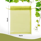 Sukh 50Pcs Fruit Protection Bags - 6"X8" Fruit Cover For Fruit Tree Garden Netting Bag To Protection Mesh Drawstring Organza Bags Green Bags For Fruits, Vegetables Reusable Gift Bag For Jewelry, Candy