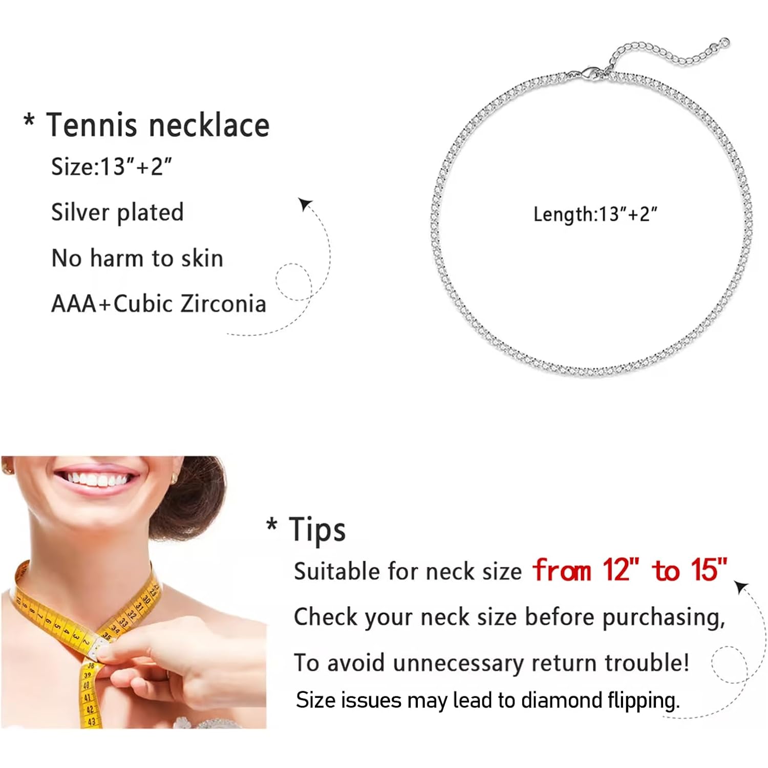 Luxval Tennis Necklace 14K Gold Plated Rhinestone Butterfly Choker Necklaces for women Dainty Zirconia Cut Faux Diamond chain 3mm