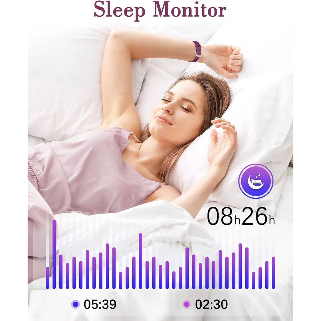 Fitness Watches for Women, LYNN2 Fitness Tracker with Heart Rate Monitor Blood Oxygen/Sleep Tracker Pedometer, Slim Step Tracker Watch for iOS/Android Phones Waterproof (Purple)