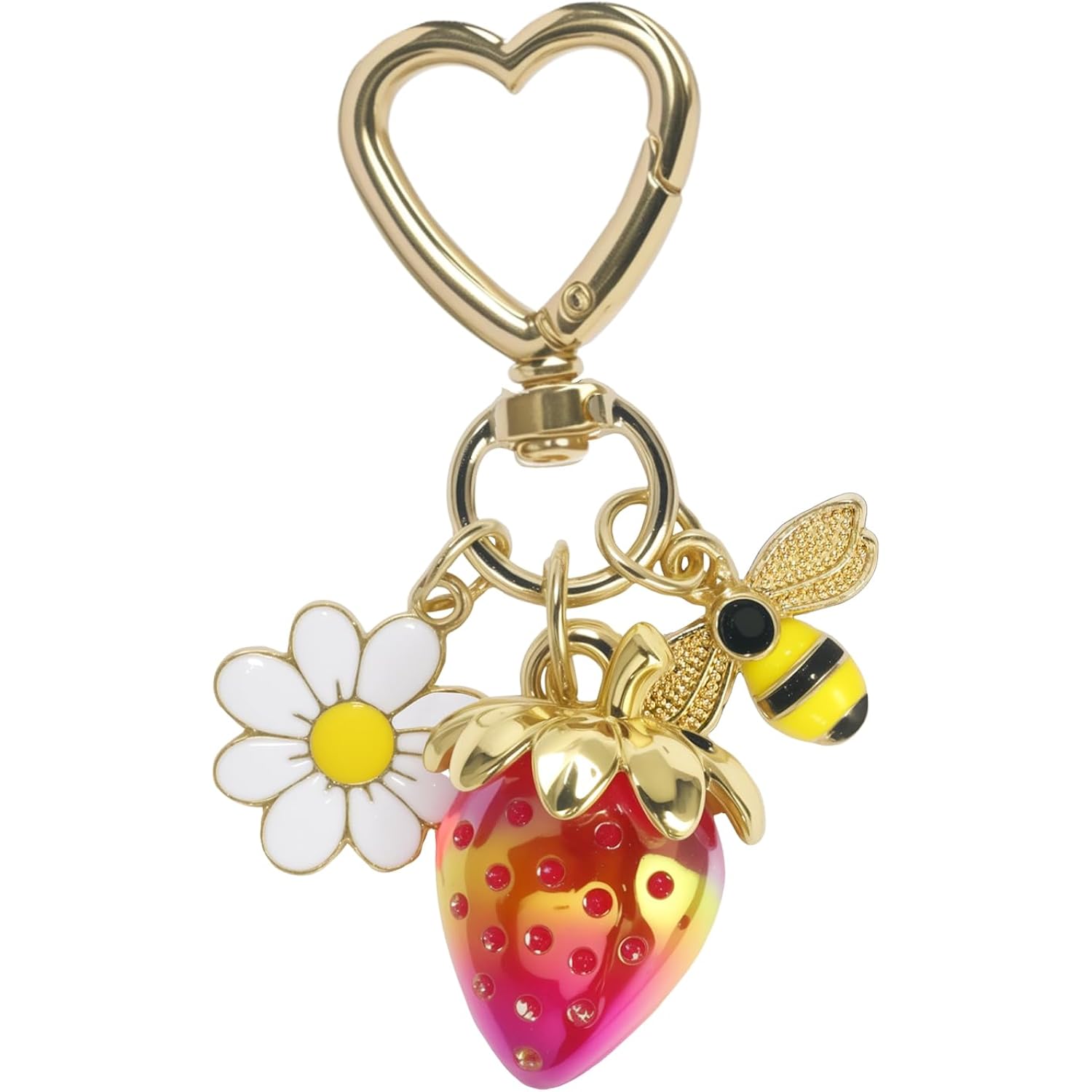 SIGZKK Cute Cherry Strawberry bag charms keychain purse accessories charm for women handbags Kawaii Flower Car Key Chain