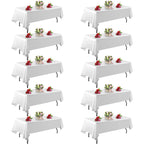 FINDYOU 10 Pack White Table Cloth Rectangle Table 60 x 102 Inch Tablecloths for 6 Foot Rectangle Tables. Stain and Winkle Resistant Polyester Washable White TableCloths for Parties Wedding Dining