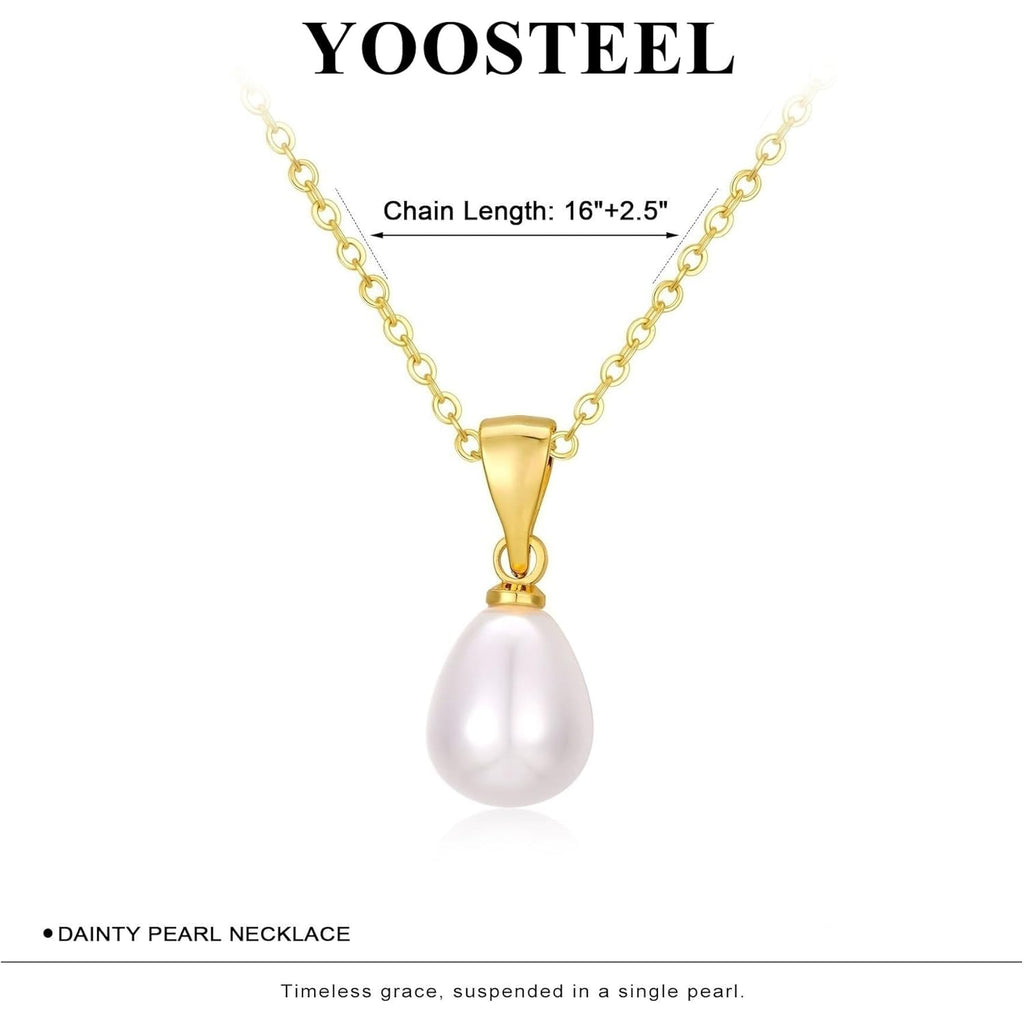 Yoosteel Mothers Day Gifts - Dainty 14K Gold Plated Pearl Choker Necklace Minimalist Elegant Gold Pendant Necklace for Women Trendy Bridesmaid Wedding Gift Jewelry