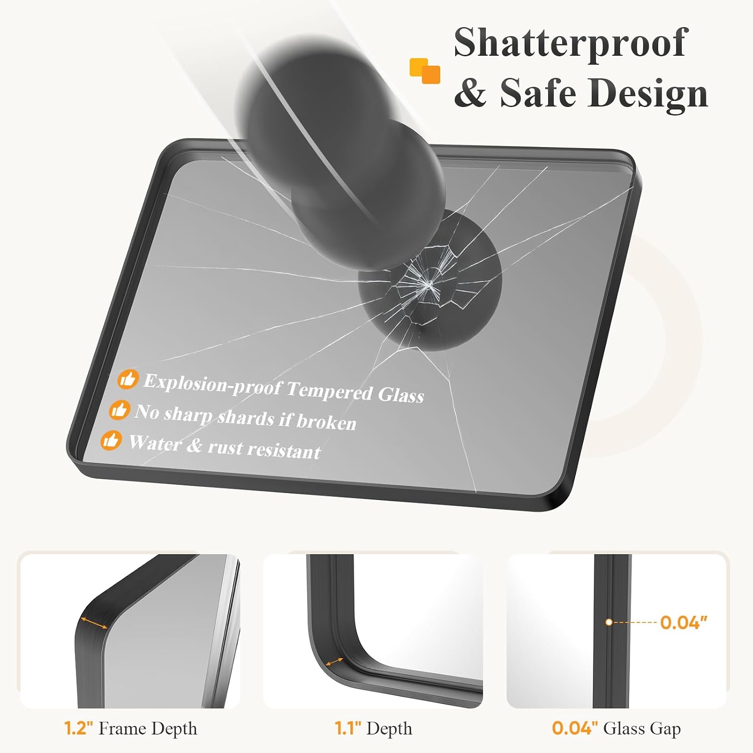 Sweetcrispy Bathroom Wall Mirror, 36X24 Inch Mirror For Over Sink, Black | Modern Wall Mount Vanity Mirror Rounded Rectangle With Matte Brush Metal Framed, For Home Decor, Living Room, Bedroom