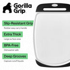 Gorilla Grip Bpa-Free Reversible Kitchen Cutting Board Set Of 3, Us Designed, Nonporous, Juice Grooves Catch Liquid, Slip Resistant Border, Dishwasher Safe, Durable Large Food Chopping Boards, Black