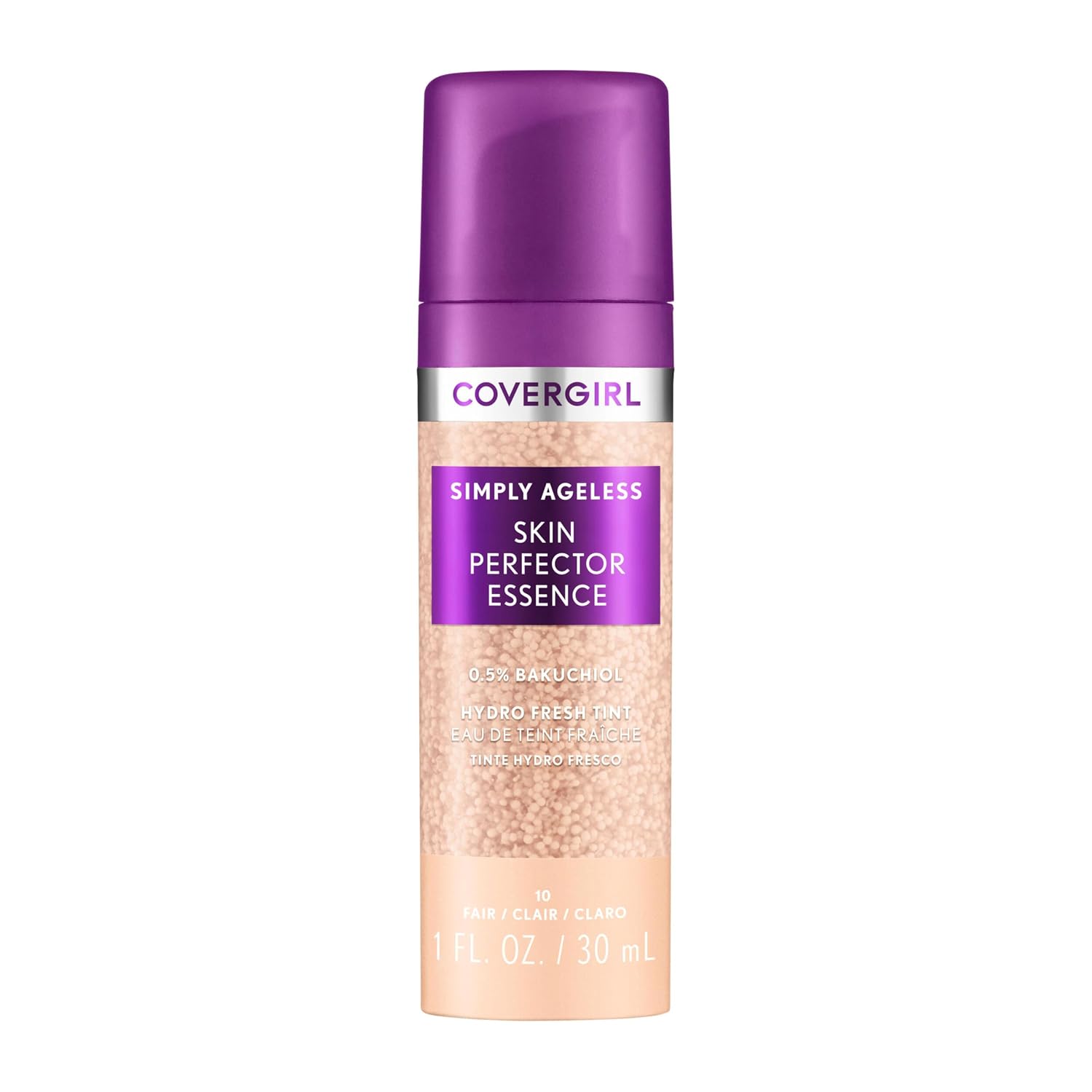 Covergirl Simply Ageless Skin Perfector Essence Foundation, 20 Light, Tinted Skincare Makeup Hybrid, Sheer Tint, Radiant Finish, Glowy Finish, Vegan Formula, 1.0Oz
