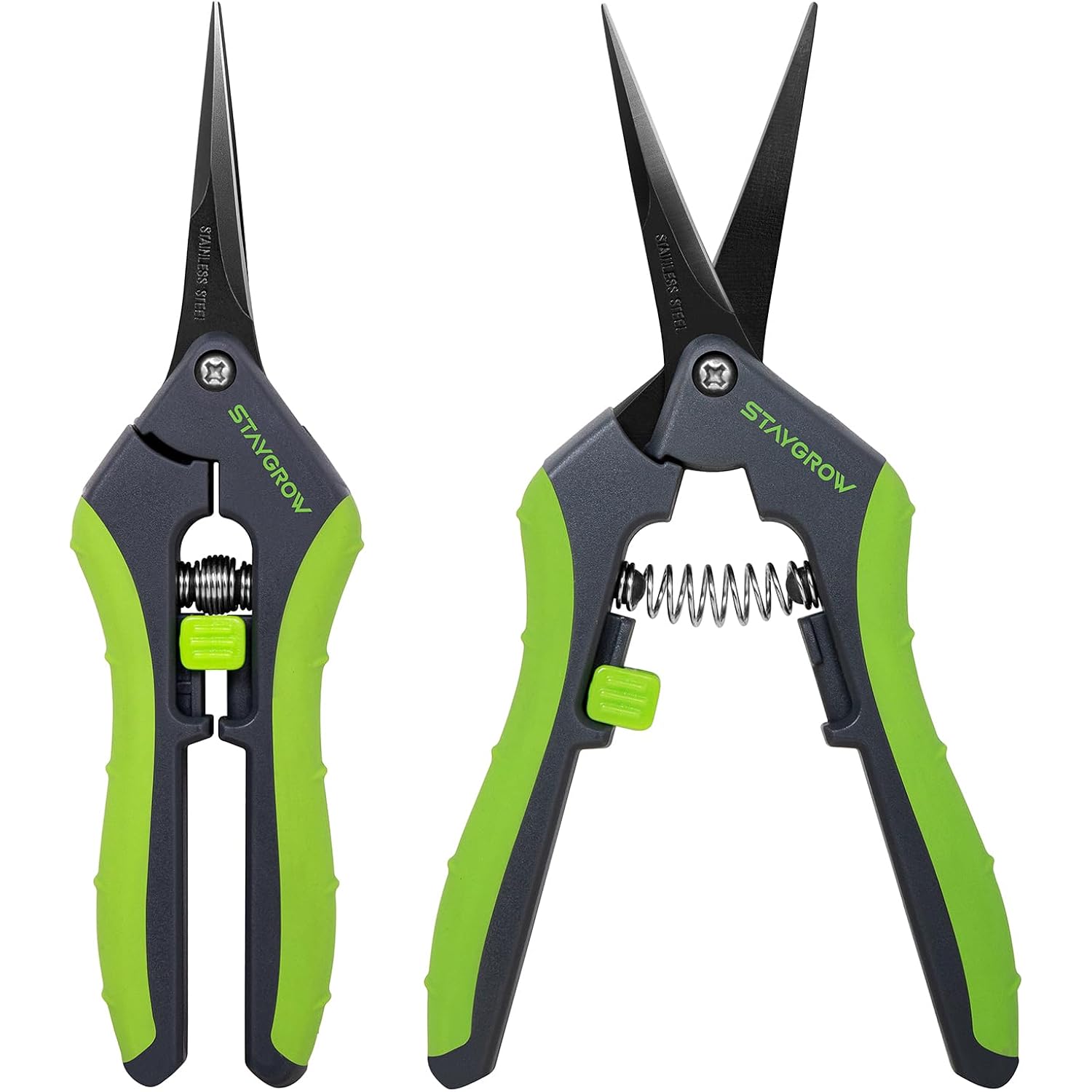 2Pcs 6.5" Pruning Shears For Gardening Ultra Sharp Garden Scissors | Plant Snips For Precise Cuts, Stainless Steel Bonsai Clippers With Spring Loaded, Garden Shears (1Pc Straight & 1Pc Curved)