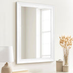 Culer White Wall Mirror For Bathroom,Rectangle Rustic 24 X 36 Inch Hanging Vanity Mirrors With Wood Grain Pattern For Living Room,Bedroom,Entryway (24X36 Inch, White)
