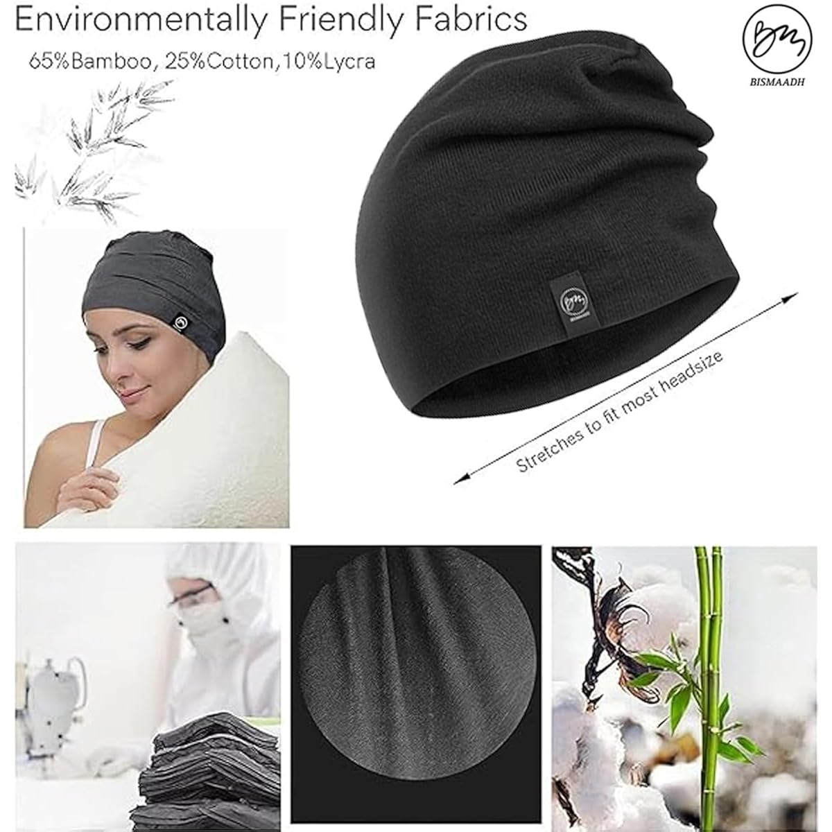 Bismaadh Unisex Soft Bamboo Viscose Sleep Cap Created For Chemo, Alopecia, Hair Loss, Essential Chemo Headwear