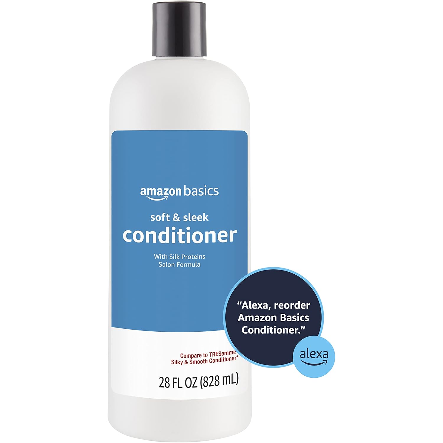 Amazon Basics Soft & Sleek Anti-Frizz Conditioner for Dry or Damaged Hair with Argan Oil & Silk Proteins, 28 Fluid Ounce