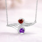 Gem Stone King 925 Sterling Silver Customized and Personalized Engraved Gemstone Birthstone 2 Heart Shape Pendant Necklace Promise Love Jewelry For Women with 18 Inch Silver Chain