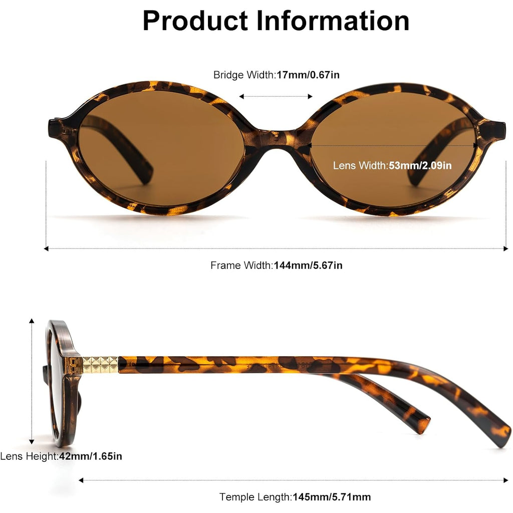 ViewJoy Retro Oval Sunglasses for Women Vintage 90s Y2K Trendy Designer Sun Glasses Black+tortoise