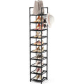 Tall Narrow Shoe Rack For Entryway, 10-Tier Sturdy Metal Shoe Shelf Storage 10-15 Pairs Of Shoes And Boots, Space Saving Corner Shoe Rack Organizer For Closet,Doorway,Garage,Living Room