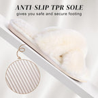 Women'S Fuzzy Cross Band Slippers, Memory Foam House Shoes With Anti-Slip Rubber Sole, Open Toe Plush Fleece Indoor Slippers For Ladies, Cozy Gifts For Women