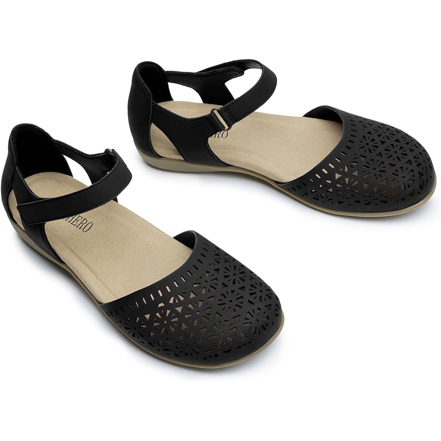Rihero Summer Casual Closed Toe Sandals Women Comfortable Footbed Arch Support Flat Sandals With Adjustable Strap