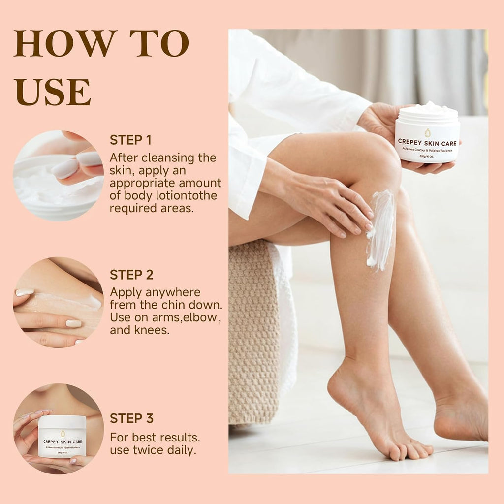 Crepe Skin Body Cream, Extra Large Size Body Skin Cream Lotion For Aging Crepe Skin With Collagen For Neck Arms Leg Deeply Moisturizer Cream, 10 Oz