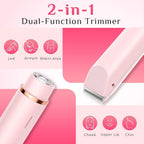 Mpotmiy New 2-in-1 Electric Bikini Trimmer for Women - Dual Head Electric Razor,Waterproof Painless Bikini Shaver, Pubic Hair Trimmer for Private Area & Body Hair,Gifts for Women,Pink