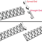 Juntan 20Mm 22Mm Stainless Steel Watch Band Curved End Straight End For Men Women Metal Watch Bands Strap Quick Release Replacement Bracelet With Double Folding Buckle Silver