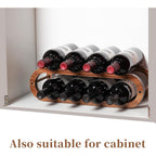 Navtcow Wine Rack And Water Bottle Organizer 2 In 1 For Cabinet And Countertop - Adjustable In 2 Sizes (Acacia Wood 2 Tier)