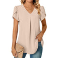 Women's Summer Tunic Tops Dressy Casual Chiffon Blouses Plus Size Short Sleeve T-Shirts for Leggings