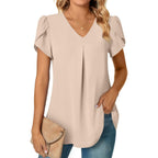 Women's Summer Tunic Tops Dressy Casual Chiffon Blouses Plus Size Short Sleeve T-Shirts for Leggings