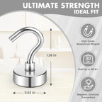 8 Pack Magnetic Hooks for Cruise Cabins, 25 LB Neodymium Magnets with Hooks, Heavy Duty Magnet Hooks for Hanging, Cruise Essentials 2026, Kitchen, Office, Towels, Curtains, Fridge (Silver)