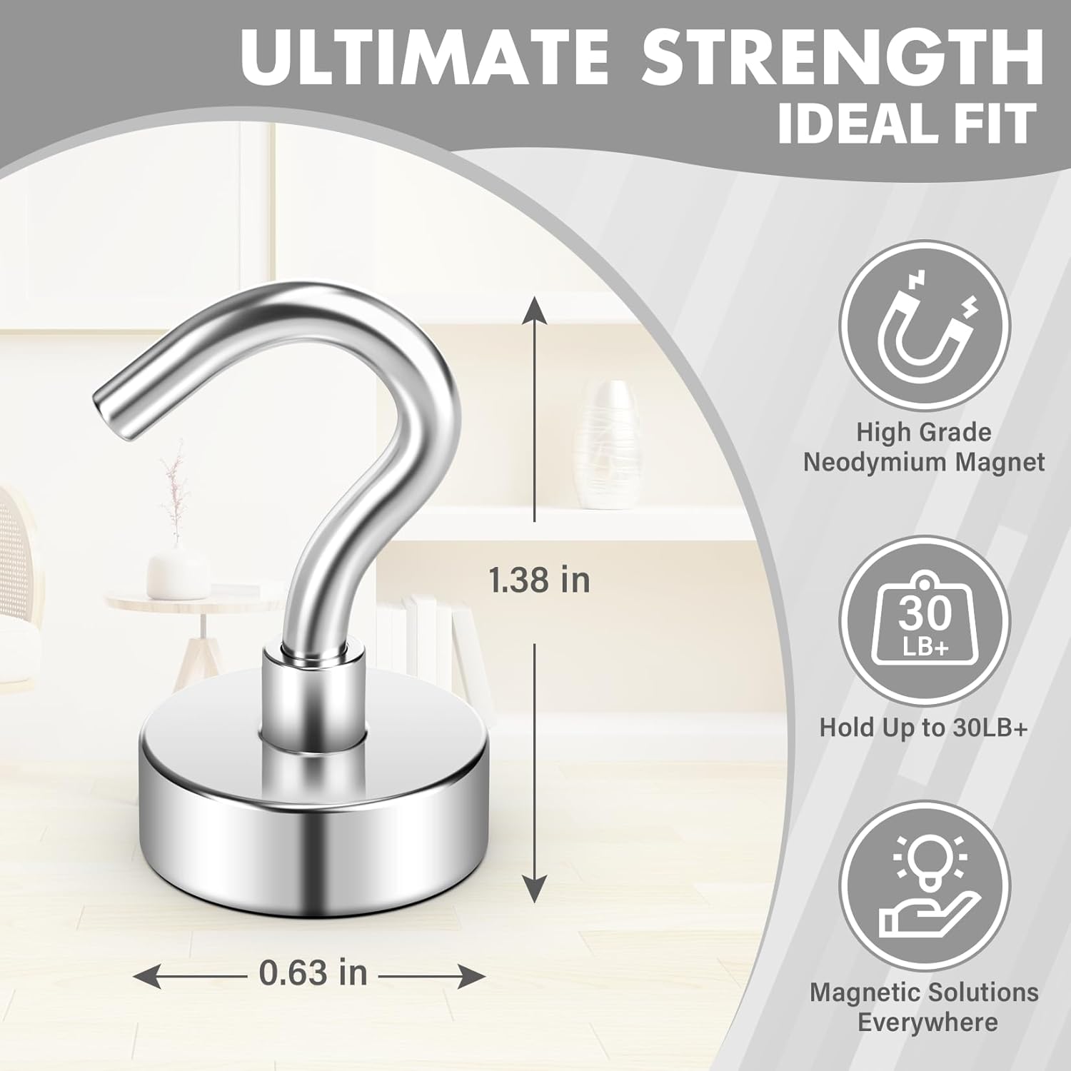 8 Pack Magnetic Hooks for Cruise Cabins, 25 LB Neodymium Magnets with Hooks, Heavy Duty Magnet Hooks for Hanging, Cruise Essentials 2026, Kitchen, Office, Towels, Curtains, Fridge (Silver)