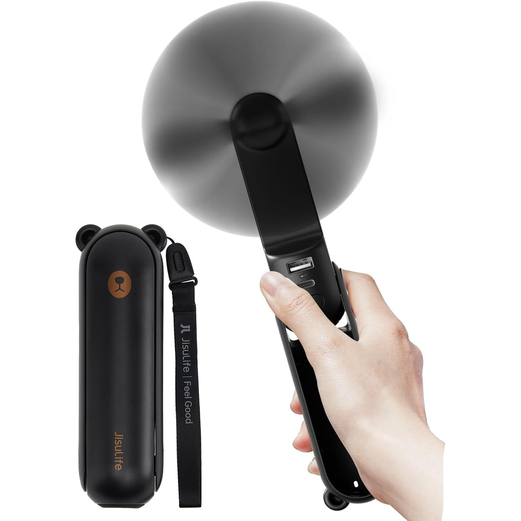 Jisulife Handheld Fan 8 Plus: 40H Cooling & 4500Mah Powerbank & Flashlight | Usb Rechargeable, Portable Pocket Size For Travel, Makeup, Concerts, Summer Gifts For Women(Black)