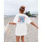 1776 Shirts for Women USA Shirt American Flag T-Shirt 4th of July Patriotic Tee Shirts Red White and Blue Tops White
