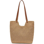 Crochet Beach Bag For Women - Summer Mesh Beach Tote Bag Boho Woven Purse Shoulder Handbags For Vacation Travel