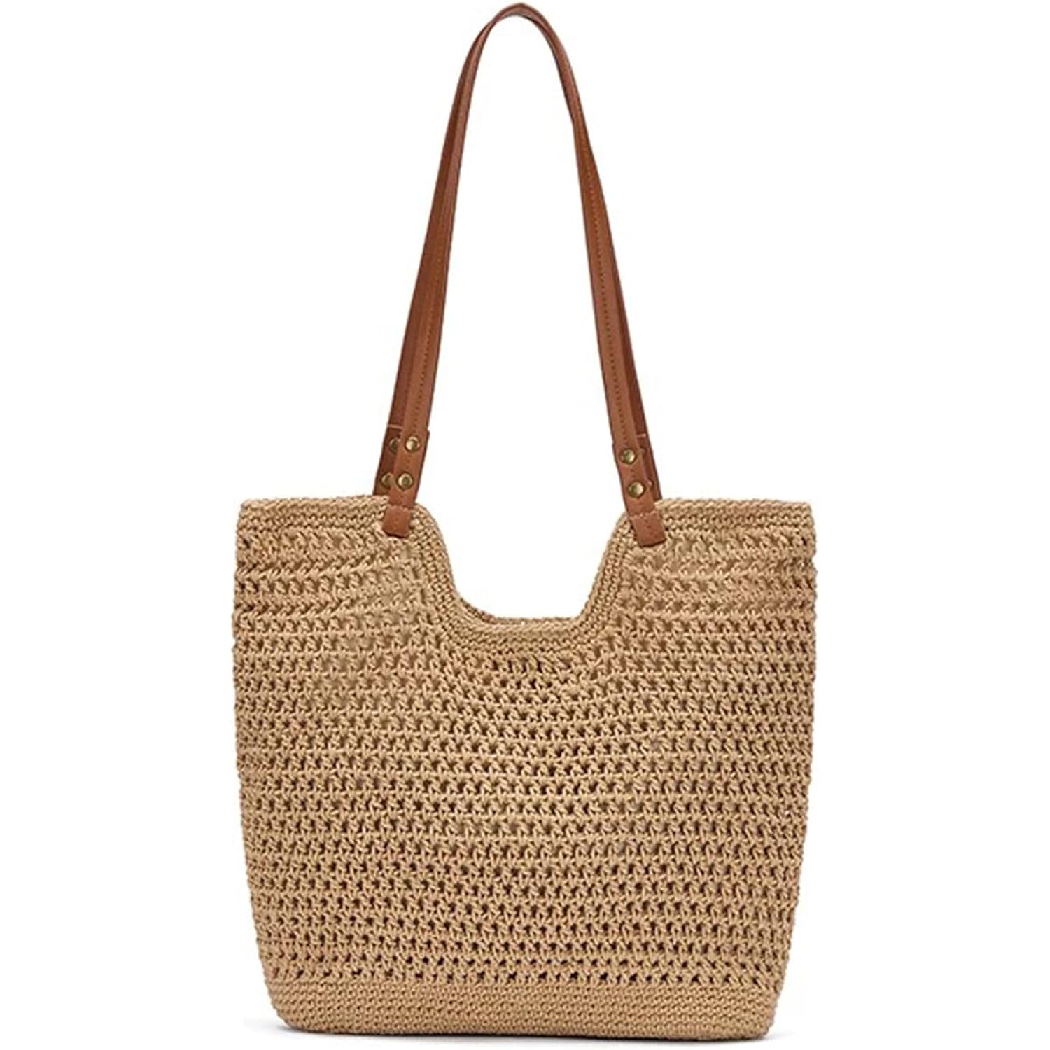 Crochet Beach Bag For Women - Summer Mesh Beach Tote Bag Boho Woven Purse Shoulder Handbags For Vacation Travel