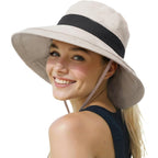 Sun Hats For Women Uv Protection, Waterproof Ponytail Wide Brim Bucket Hat For Summer Beach Gardening Travel