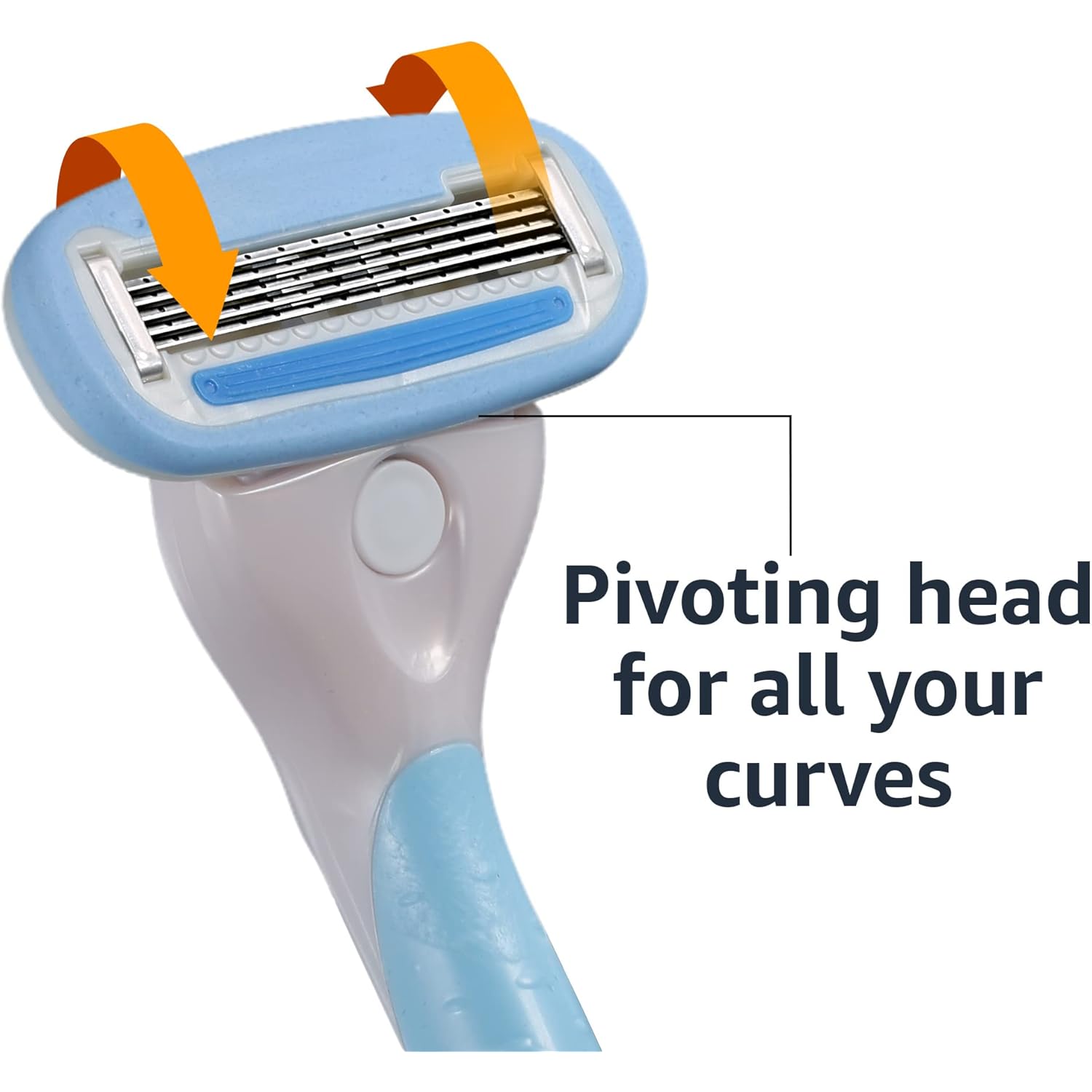Amazon Basics 5-Blade Razor Handle for Women, Includes 12 Cartridges and Shower Hanger, 14 Piece Set, Blue