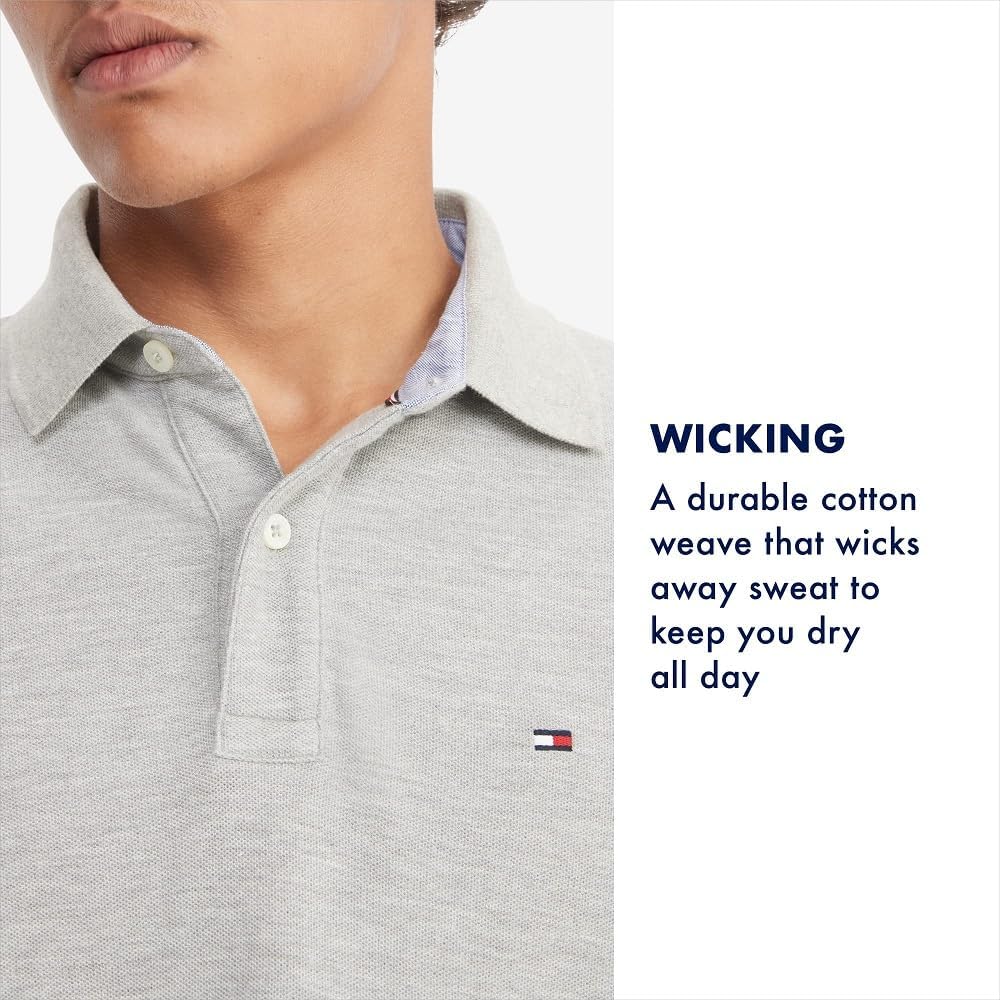 Tommy Hilfiger Men'S Short Sleeve Moisture Wicking Stretch Polo Shirt With Quick Dry + Uv Protection