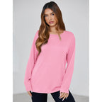 Tankaneo Womens Long Sleeve Oversized T Shirts Basic Crewneck Workout Tee Tops 2026 Fall Loose Fit Casual Y2K Clothes