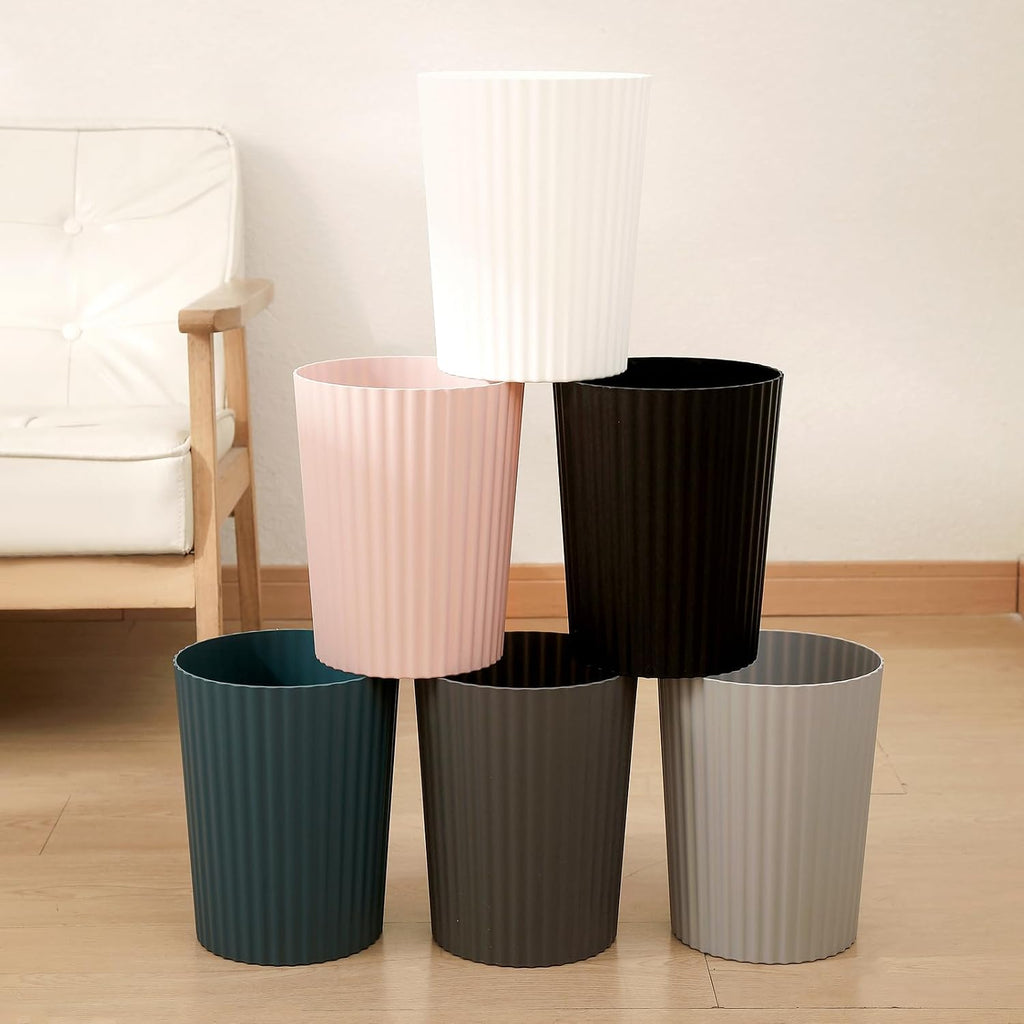 Small Trash Can Plastic Wastebasket Round Garbage Container Bin For Bathroom, Kitchen, Bedroom, Home Office, College Dorm, Pink | Sturdy Stylish Decor Round Garbage Container Bin For Kitchen, Bedroom, Home Office, College Dorm Essentials