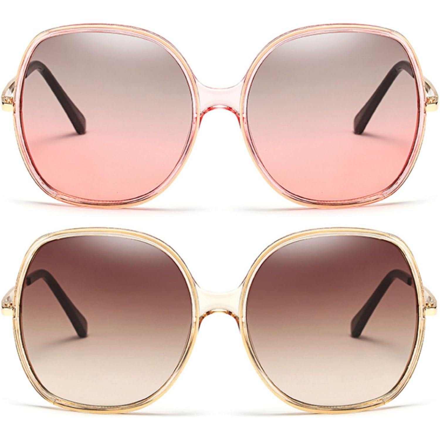 Freckles Mark 70s Super Oversize Square Sunglasses for Women Vintage Rectangular Plastic Frame