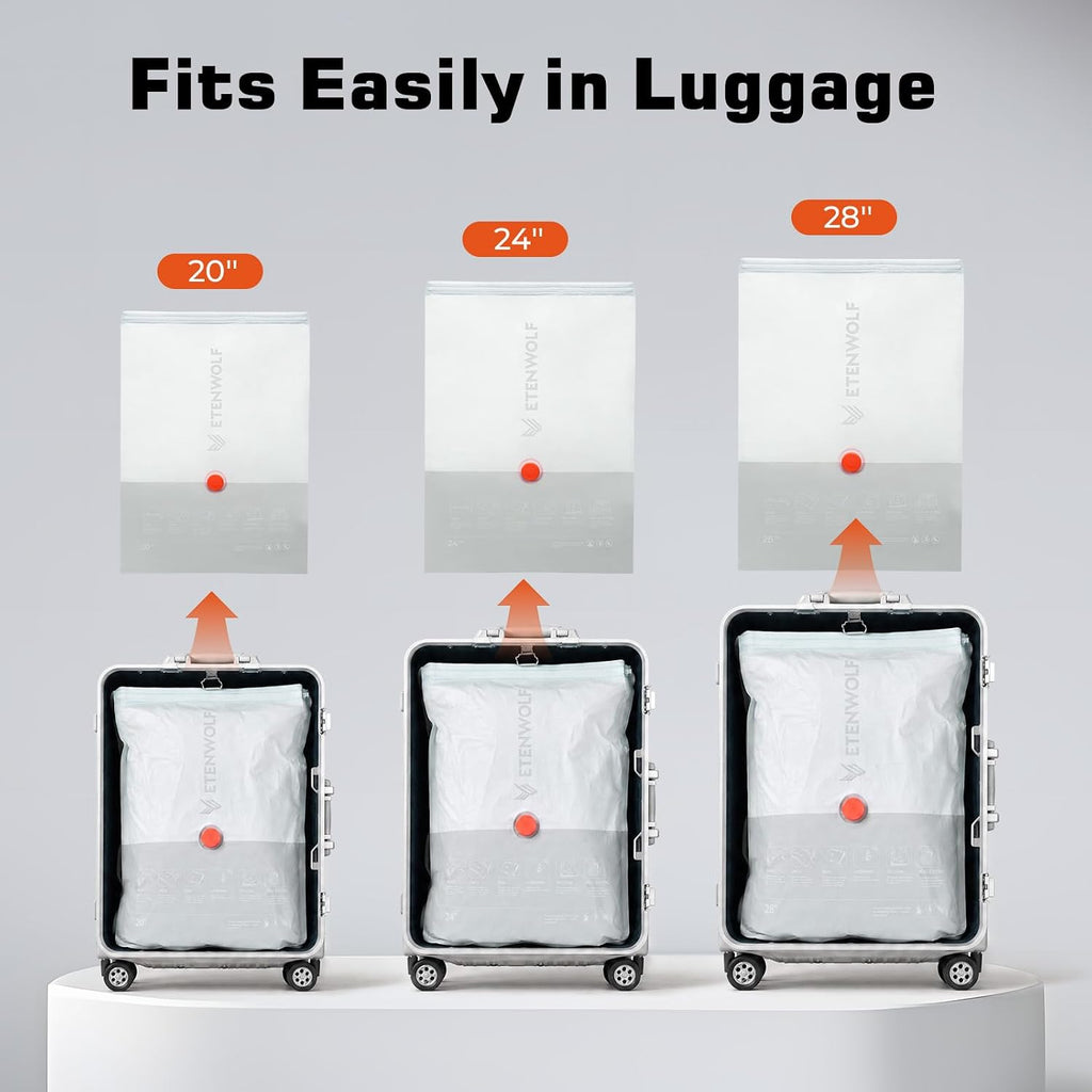 Etenwolf 15 Pack Reusable Vacuum Storage Bags For Travel With Rechargeable Air Pump,Vacuum Compression Packing Seal For Clothes, Blankets, Seasonal Storage,Carry-On Space Saver Bags In 3 Sizes