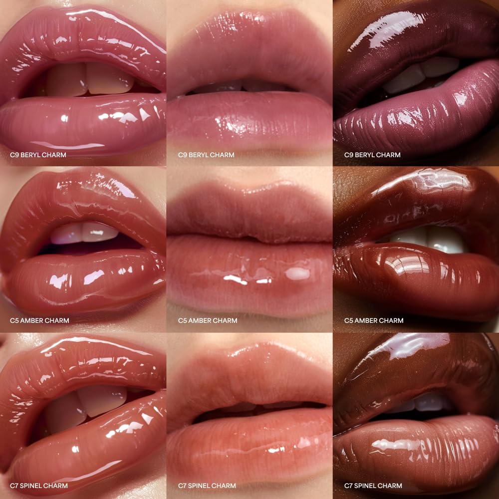 ENTROPY Makeup Glossy Lip Tint – Juicy Glow Line/Non-Sticky Hydrating Lip Gloss Tint, High Shine Finish, Buildable Sheer Color, Lip & Cheek Makeup - Amber Charm (Warm Brick Red) | glossy lip tint, Non-sticky lip tint, Juicy glow lip gloss